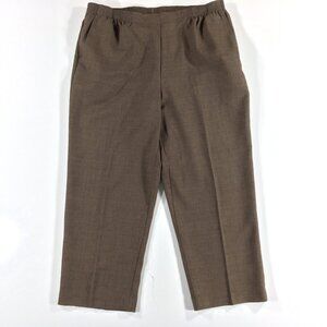 Alfred Dunner Trousers Womens Size 18W Brown Elastic Waist 37x27